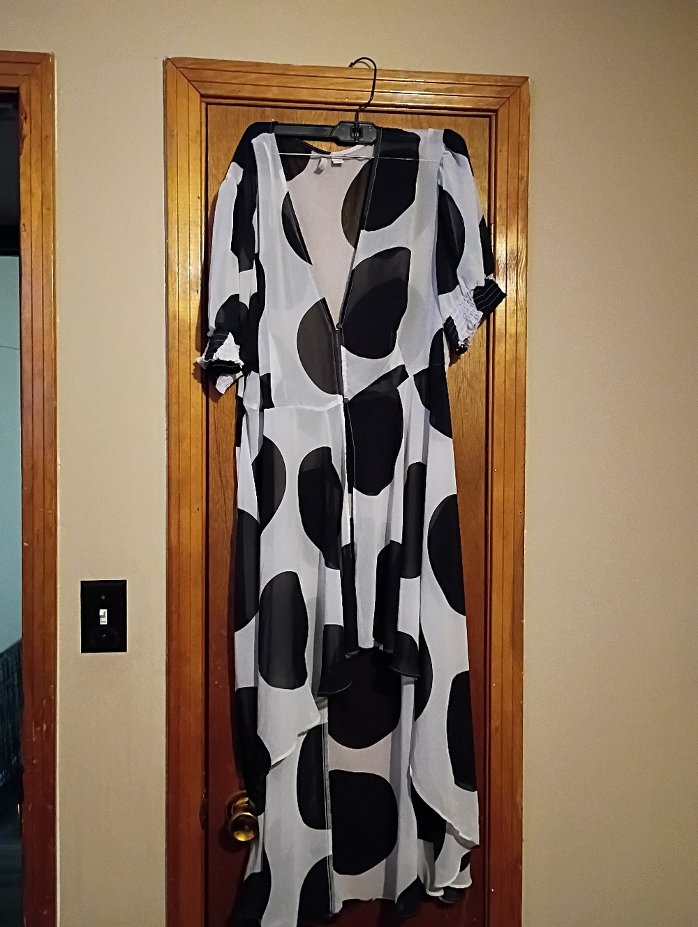 Uniqlo Black & White Polka Dot High-Low Dress